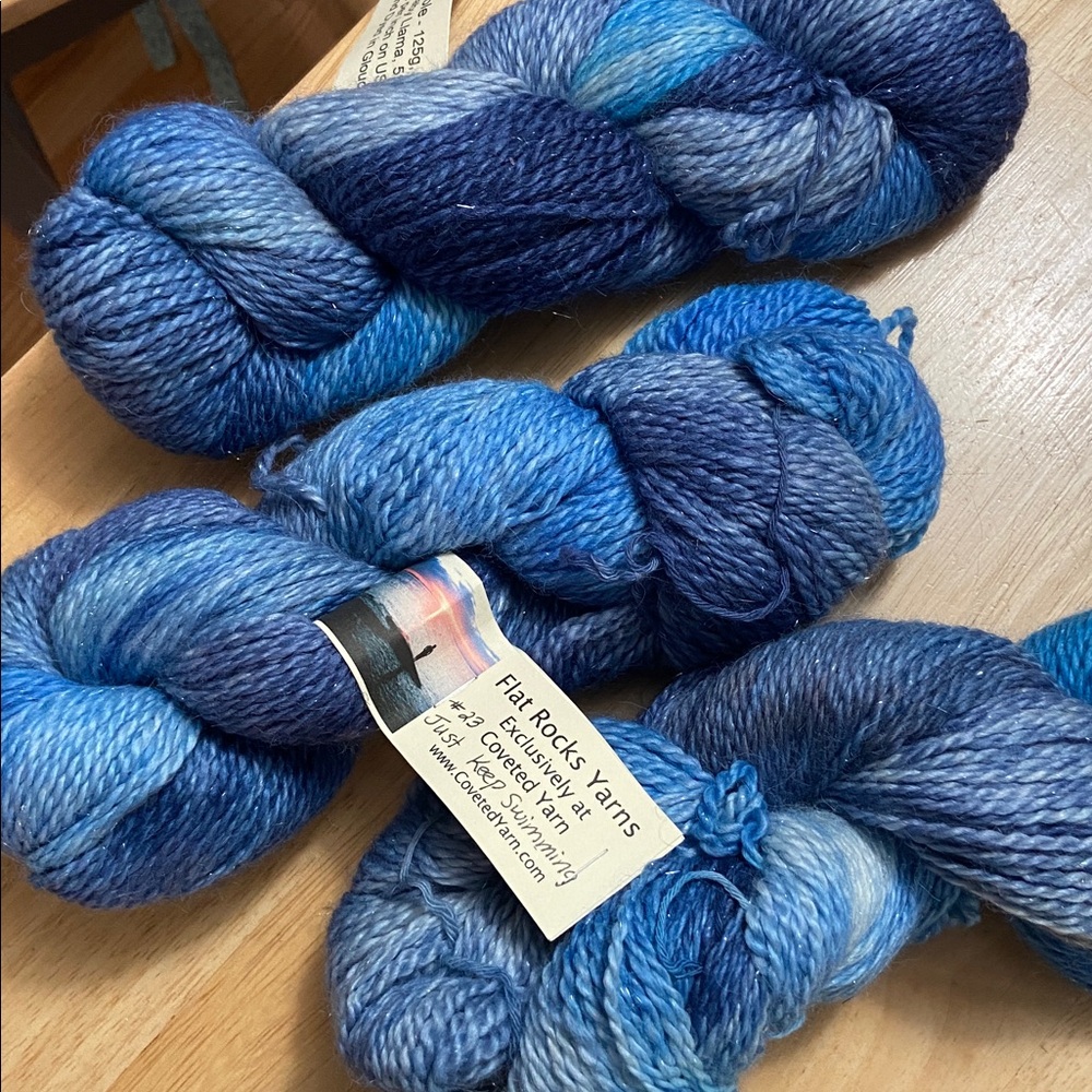 FLAT ROCK YARNS  Hand-dyed Gloucester, MA  #23 Just Keep Swimming  BUNDLE of 3